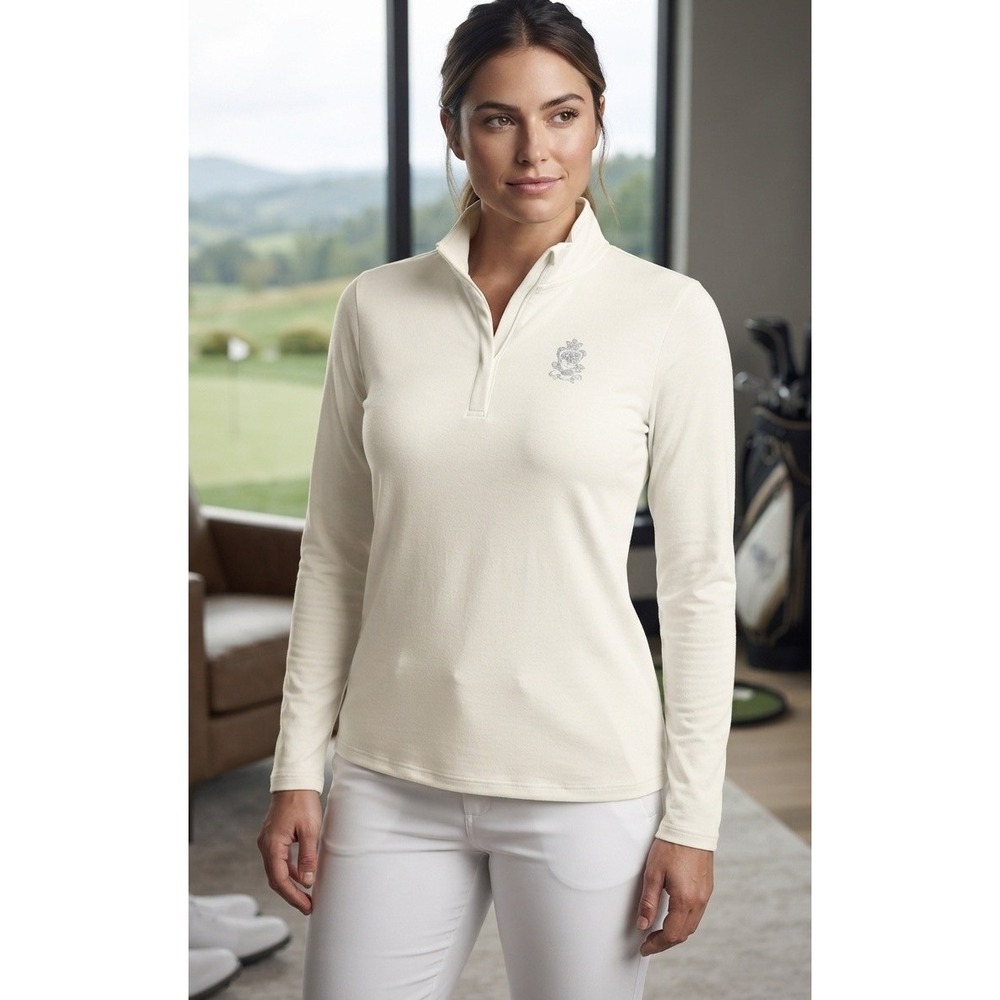 Straight Down Performance Golf Pullover Quarter Zip Women's S/P White Stretch